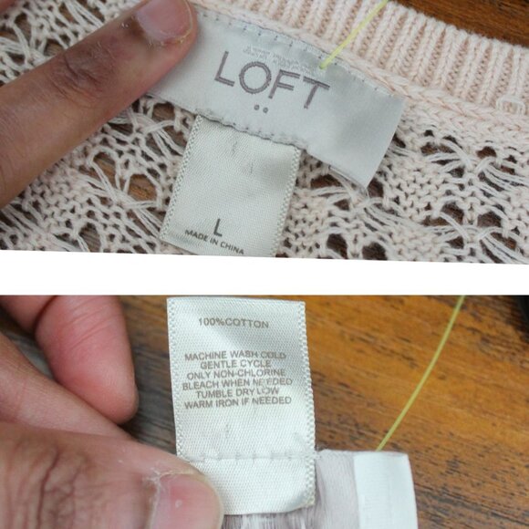 Loft Womens Swim Swimsuit Cover Up Large Long Sleeve Open Knit Crochet Peach - Picture 3 of 5